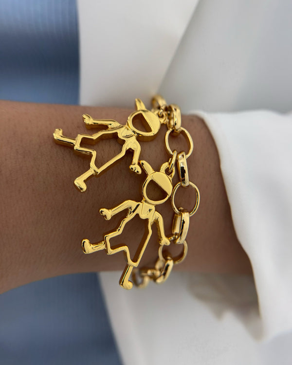 Pulseira com 2 Pingentes de Crianças - Meninos PU2286