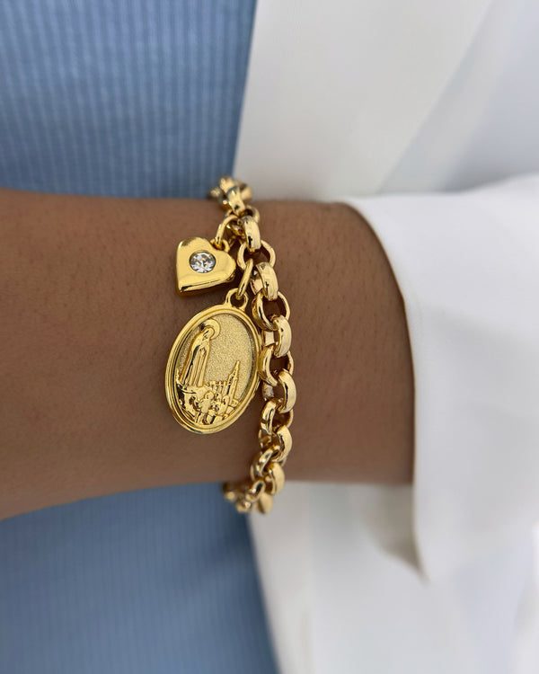 Pulseira de Nossa Senhora de Fátima e Coração PU2295