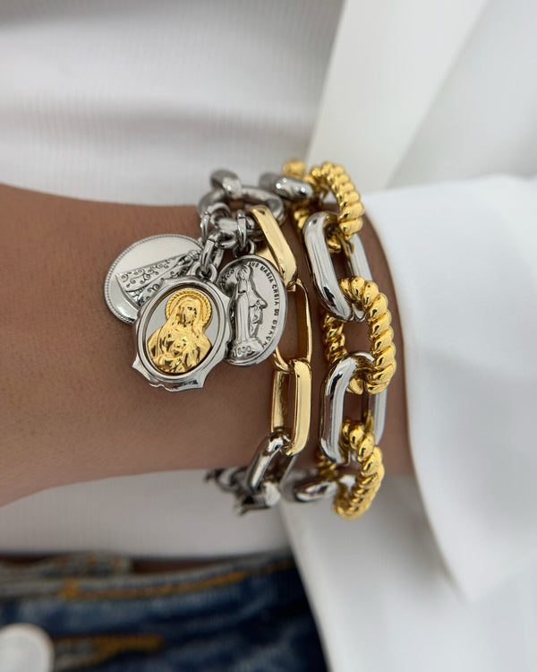 Conjunto Pulseira Nossa Senhoras Pulseira Elos Detalhados CJ22106