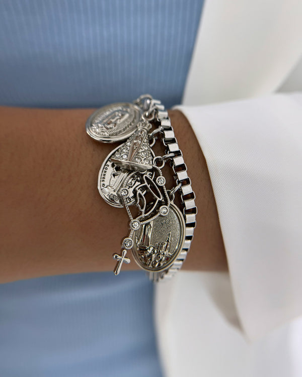 Pulseira Ajustável Prata Aparições Nossa Senhora