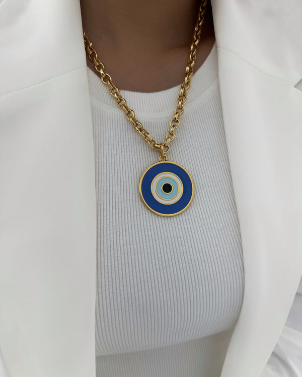 Colar Dourado de Olho Grego Azul