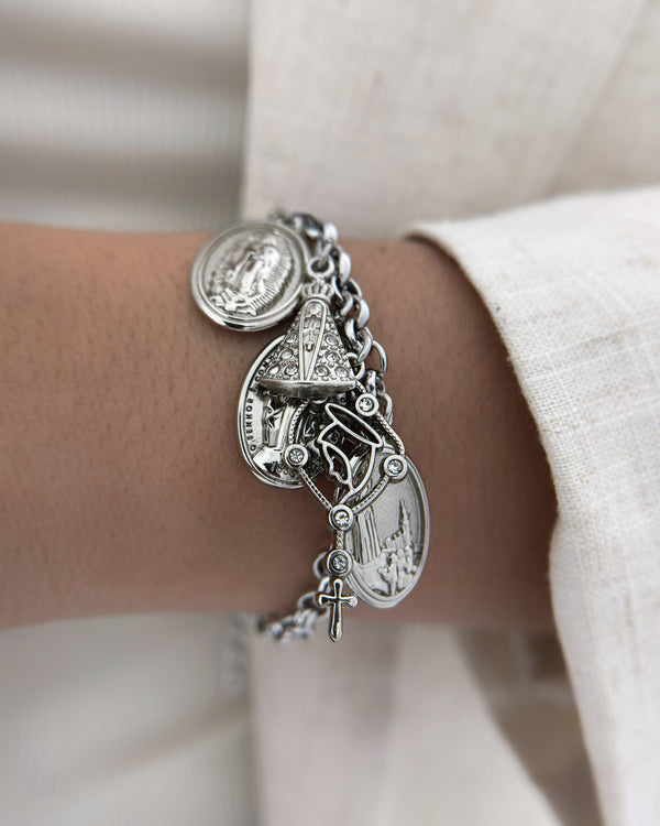 Pulseira Ajustável Prata Aparições Nossa Senhora