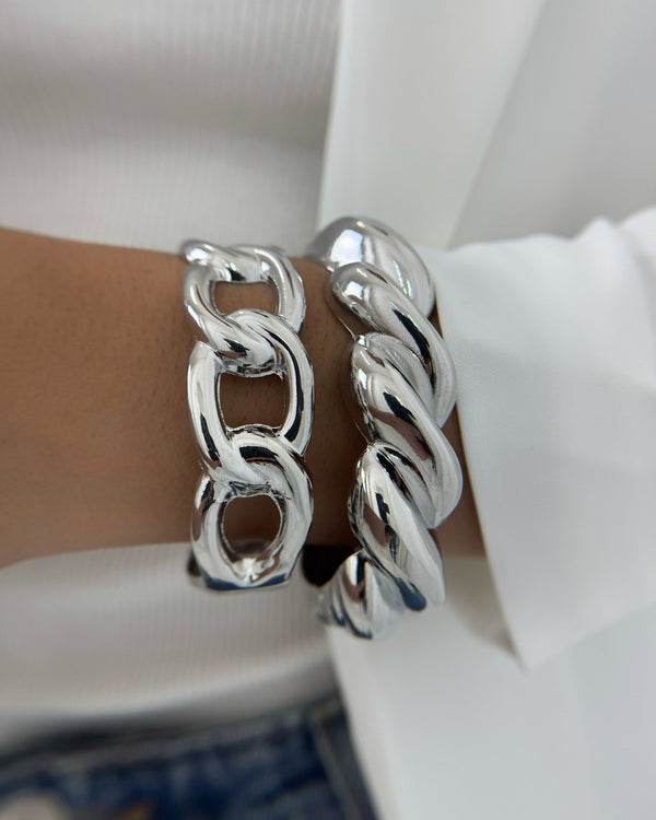 Kit com 2 Braceletes Prateado CJ22151