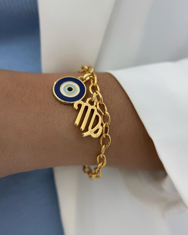 Pulseira Olho Grego e Signo de Virgem PU2220