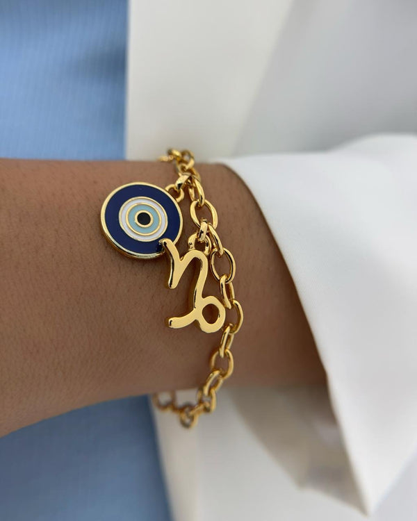 Pulseira Olho Grego e Signo de Capricórnio PU2221