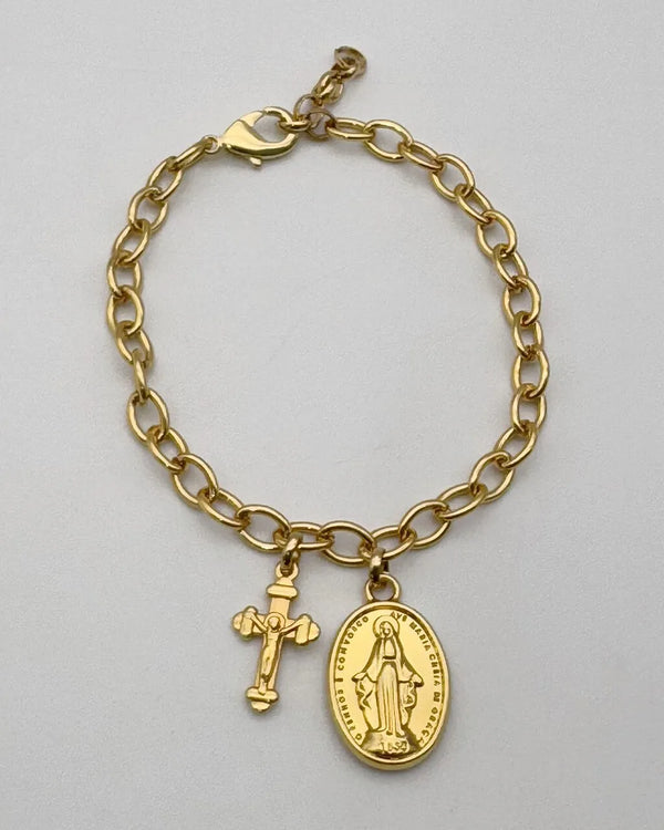 Pulseira com Cruz e Nossa Senhora das Graças PU22101